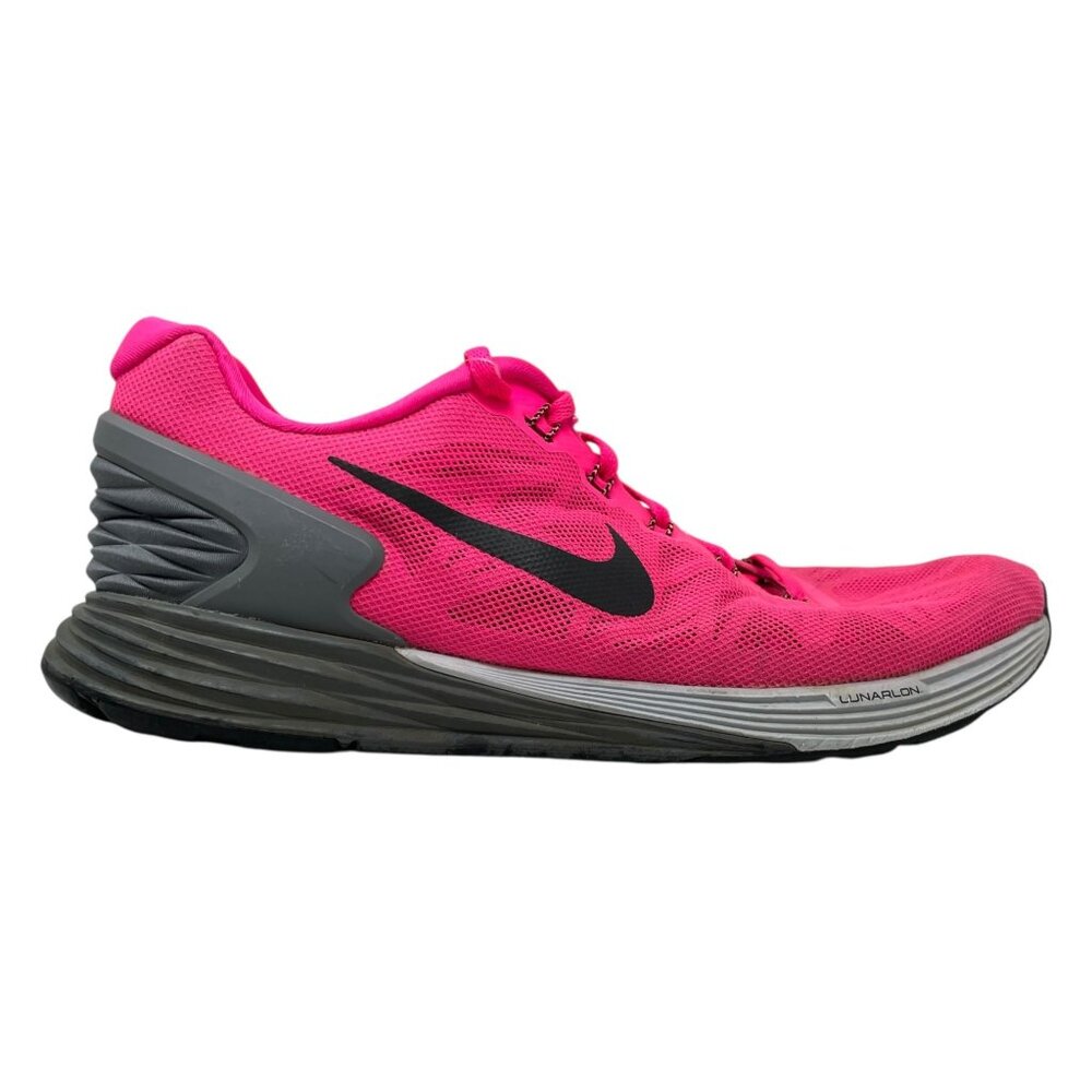 Nike Womens 11 Lunarlon Running Shoes Hot Pink Breathable Mesh Athletic Sneakers - Picture 7 of 16